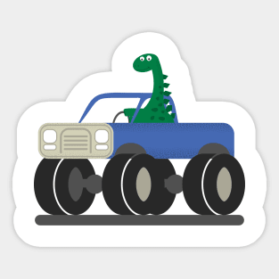 Dino rides in a monster track. Sticker